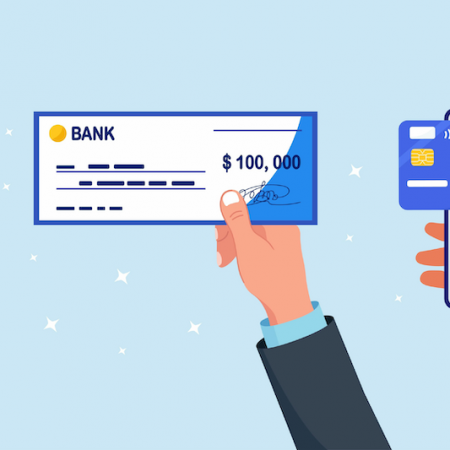 graphic showing multiple ways to pay: cash, check and digital