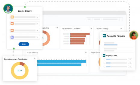 Accounting Seed's accounting core functionality showing ledger inquiry, accounts receivable and payable.