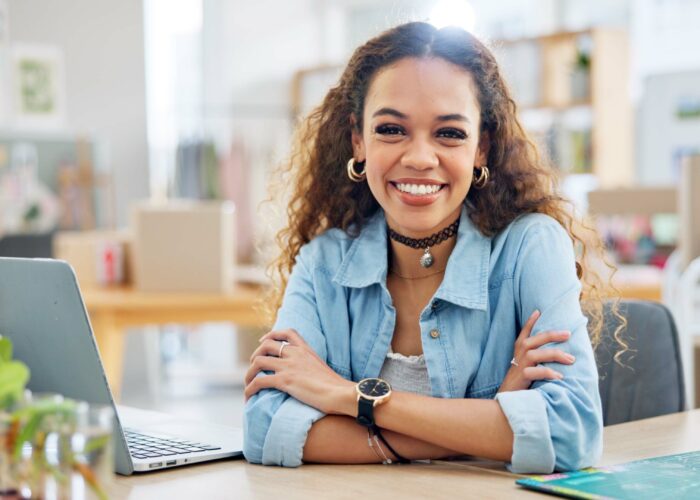 AP automation woman sitting at laptop